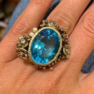 Blue Topaz & Diamond Designer Ring